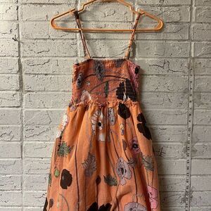 {Sabby Anand} peach floral Resort Summer dress Size Small